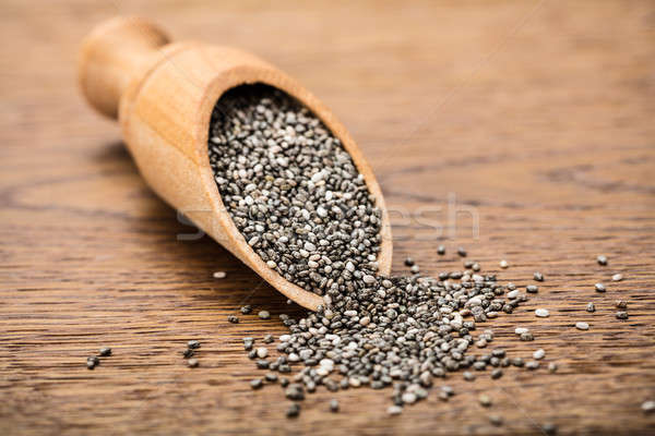 Raw Chia Seeds On Wooden Scoop Stock photo © AndreyPopov