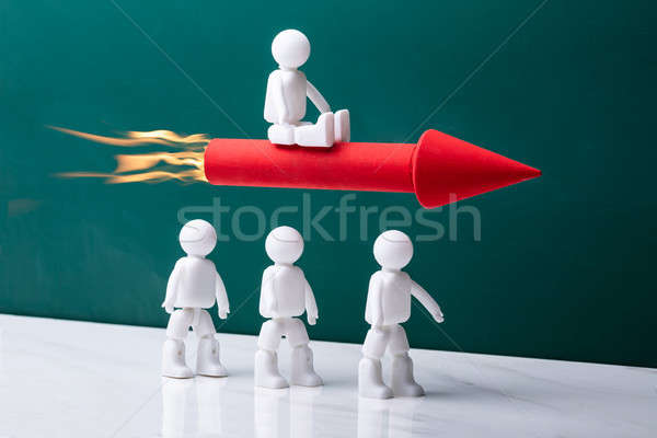 человека Рисунок Flying ракета Конкуренты бизнеса Сток-фото © AndreyPopov