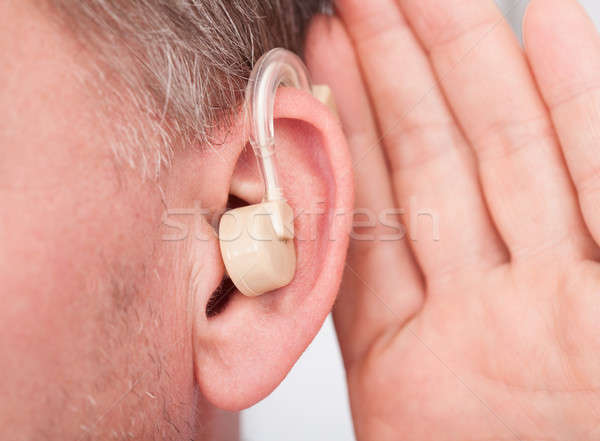 人 着用 補聴器 クローズアップ 男 医療 ストックフォト © AndreyPopov