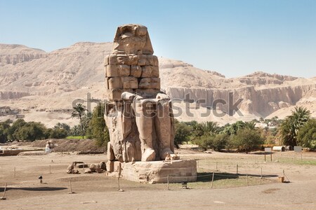 Posąg faraon luxor Egipt niebo drzewo Zdjęcia stock © AndreyPopov