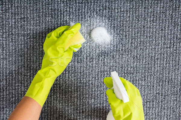 Woman Spraying Detergent On The Carpet Stock photo © AndreyPopov