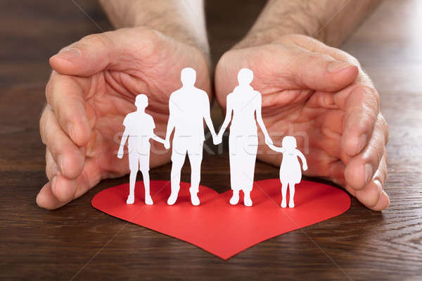 Person Hand Protecting Family Paper Cut Stock photo © AndreyPopov