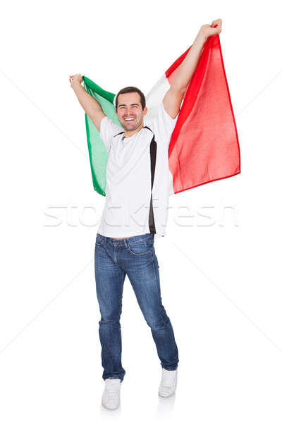 Retrato feliz homem bandeira italiana isolado Foto stock © AndreyPopov