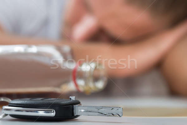 Man With Glass Of Liquor And Car Key Stock photo © AndreyPopov