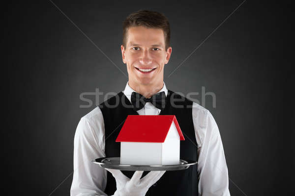 Stockfoto: Butler · dienblad · huis · model · portret