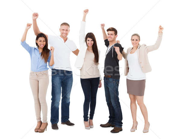 People Raising Hand Over White Background Stock photo © AndreyPopov