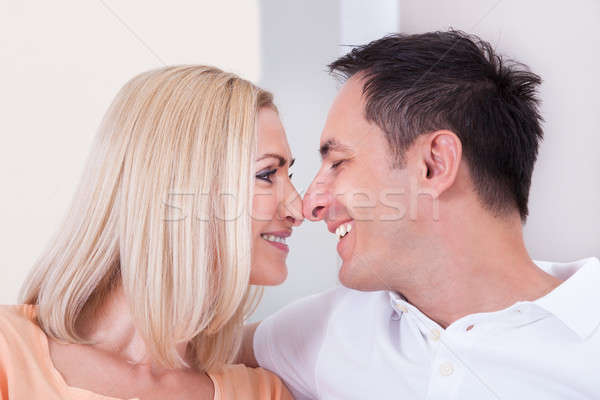 [[stock_photo]]: Heureux · couple · souriant · ensemble · portrait · maison
