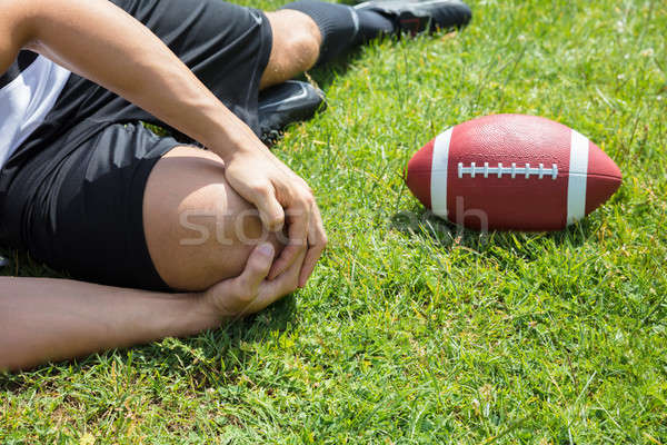 Stockfoto: Mannelijke · rugby · speler · lijden · knie · letsel