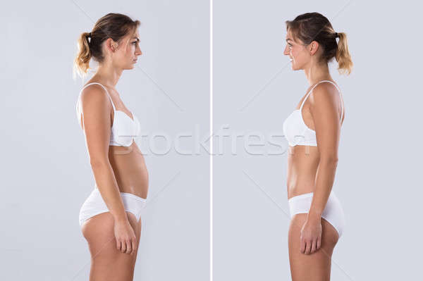 Frau Fett schlank Ernährung Körper Formen Stock foto © AndreyPopov
