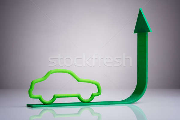 Blue Car Driving On Green Upward Arrow Stock photo © AndreyPopov