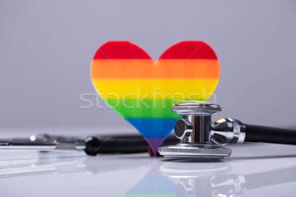 Stockfoto: Regenboog · hart · stethoscoop · oranje