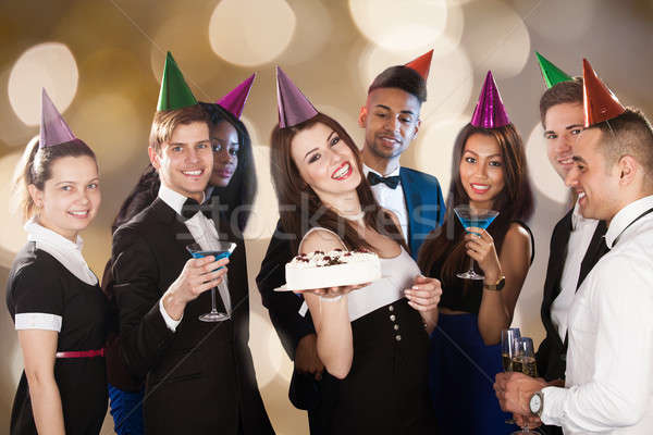 Stock fotó: Boldog · barátok · ünnepel · születésnap · éjszakai · klub · portré