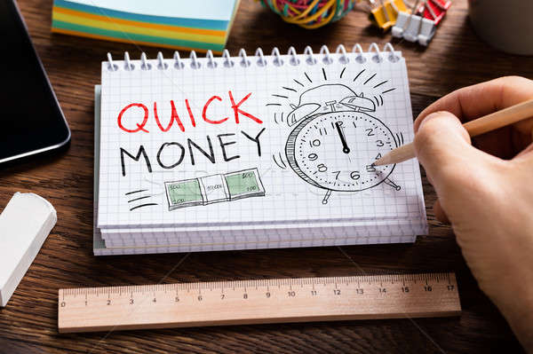 Quick Money Words In Notepad Stock photo © AndreyPopov