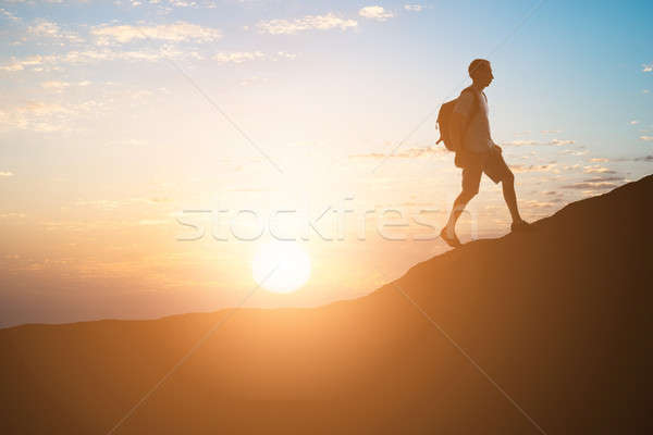 Man Hiking On Mountain Stock photo © AndreyPopov