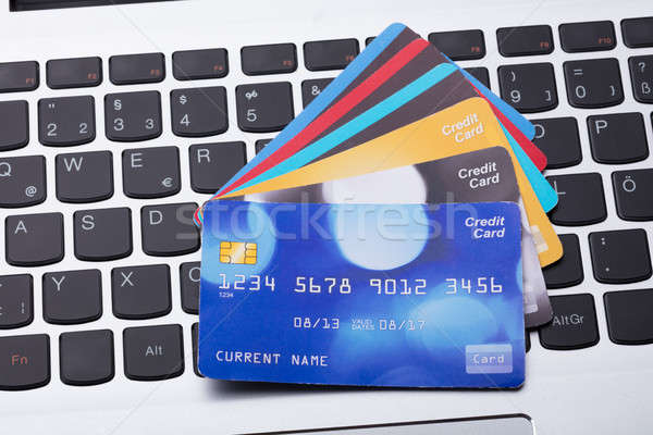 Credit Cards On Computer Keyboard Stock photo © AndreyPopov