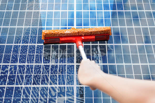 Person Cleaning Solar Panel Stock photo © AndreyPopov