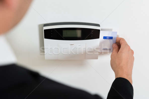 Foto stock: Empresario · manos · seguridad · primer · plano · mano · casa