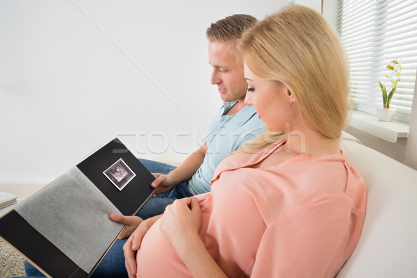 Foto stock: Casal · olhando · ultra-som · esquadrinhar · foto