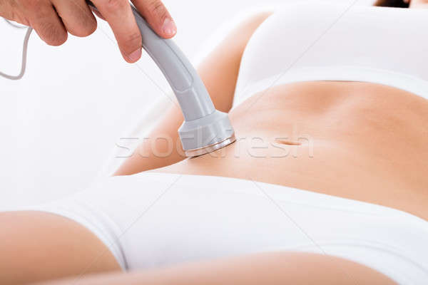 Foto stock: Mujer · láser · tratamiento · vientre · primer · plano · belleza