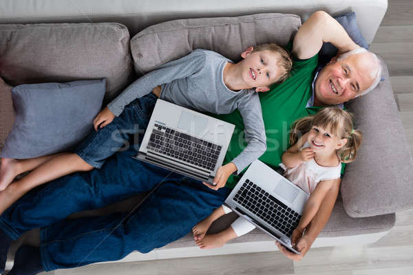 Familie Laptop digitalen Tablet home Stock foto © AndreyPopov