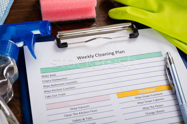 High Angle View Of Weekly Cleaning Plan Form Stock photo © AndreyPopov