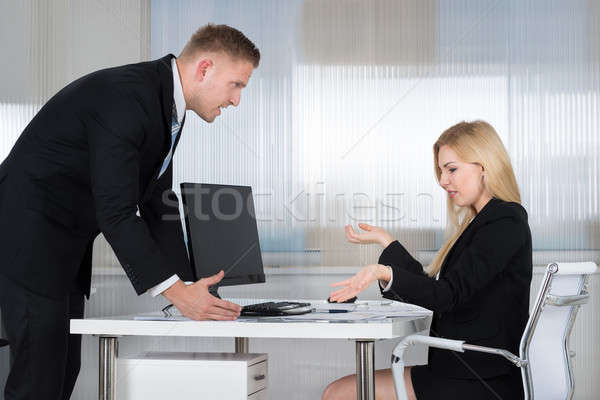 Stockfoto: Zakenman · werknemer · kantoor · jonge · vrouwelijke · bureau