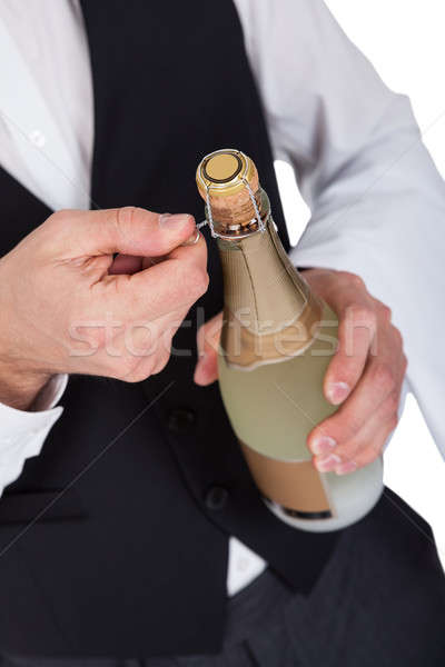 クローズアップ バトラー 開設 ボトル シャンパン 作業 ストックフォト © AndreyPopov