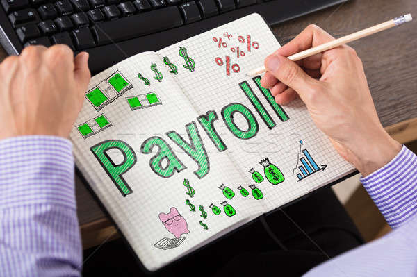 Person's Hand Writing Payroll In Book Stock photo © AndreyPopov