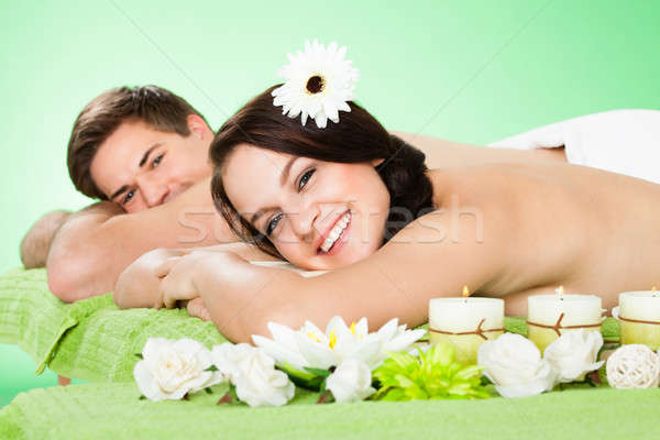 Heureux couple détente salon de beauté portrait [[stock_photo]] © AndreyPopov