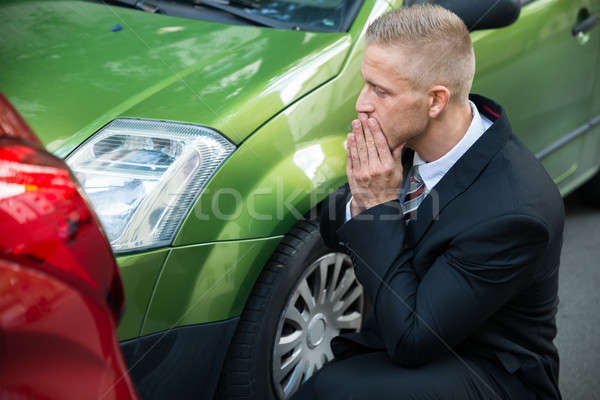 Zaklatott sofőr néz autó forgalom ütközés Stock fotó © AndreyPopov