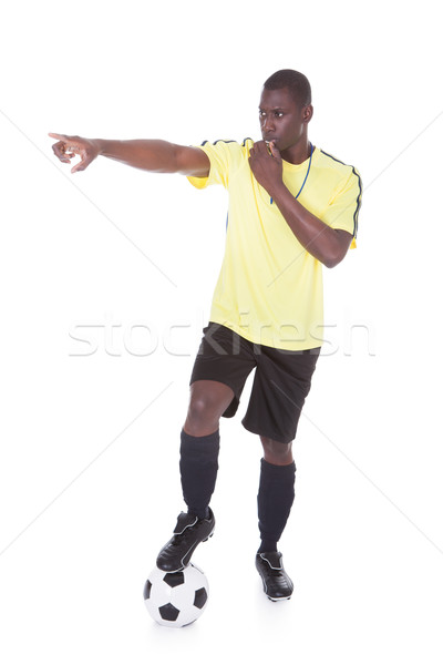 Fußball Schiedsrichter Ball pfeifen Bein Stock foto © AndreyPopov