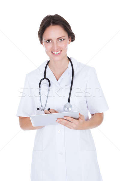 Női orvos digitális tabletta portré boldog Stock fotó © AndreyPopov