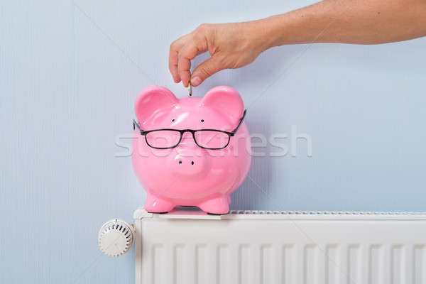 Man Inserting Coin In Piggy Bank Stock photo © AndreyPopov