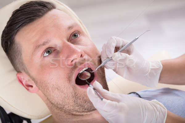 Foto stock: Joven · dentales · primer · plano · manos · mano · médico