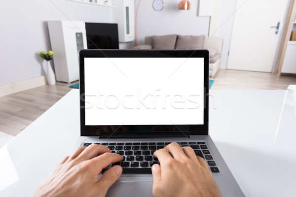 Person Using Laptop On Desk Stock photo © AndreyPopov
