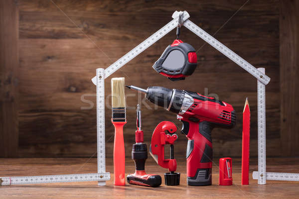 Repairs Tools Under The House Made With Measuring Tape Stock photo © AndreyPopov