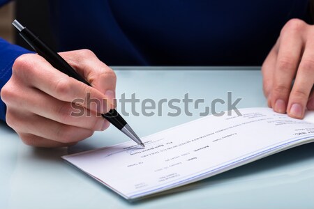 Unterzeichnung Scheck Foto Hand Stift Stock foto © AndreyPopov