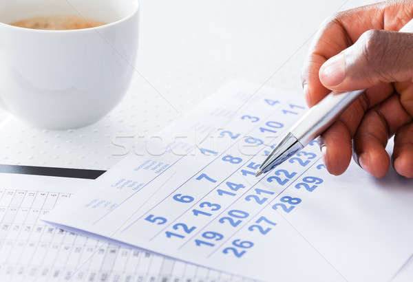 Stockfoto: Man · hand · pen · kalender