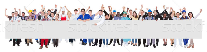 люди различный Billboard белый рук Сток-фото © AndreyPopov