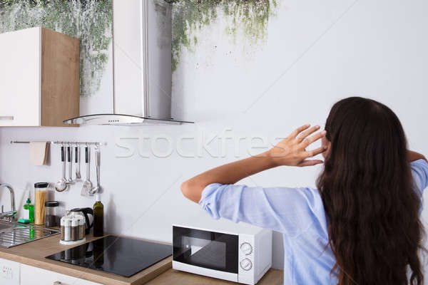 Woman Looking At The Damaged Ceiling Stock photo © AndreyPopov