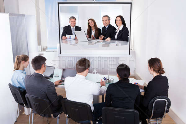 Groupe gens d'affaires vidéo conférence Homme Homme [[stock_photo]] © AndreyPopov
