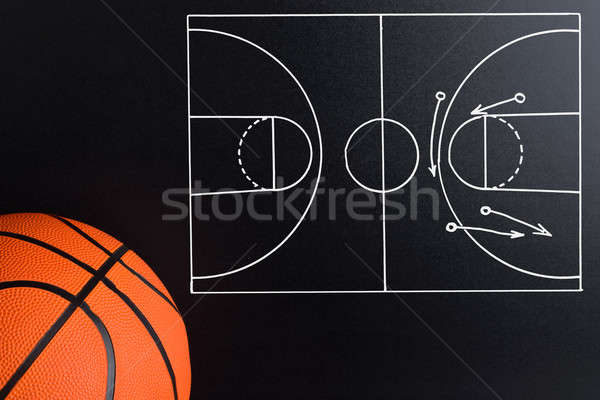 [[stock_photo]]: Basket · jouer · stratégie · sur · craie