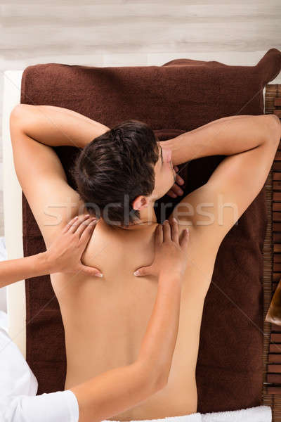 Stock foto: Junger · Mann · Massage · spa · Ansicht · Mann