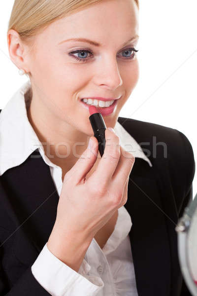 Atractivo mujer de negocios lápiz de labios aislado blanco Foto stock © AndreyPopov