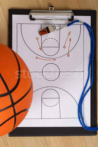 Whistle And Basketball Tactics On Paper Stock photo © AndreyPopov