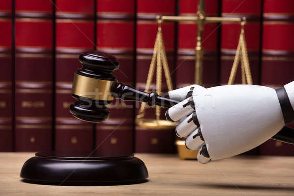 Robot Striking Gavel On Sounding Block Stock photo © AndreyPopov