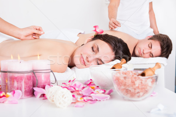 Pár akupunktúra kezelés nyugodt fiatal pér fürdő Stock fotó © AndreyPopov