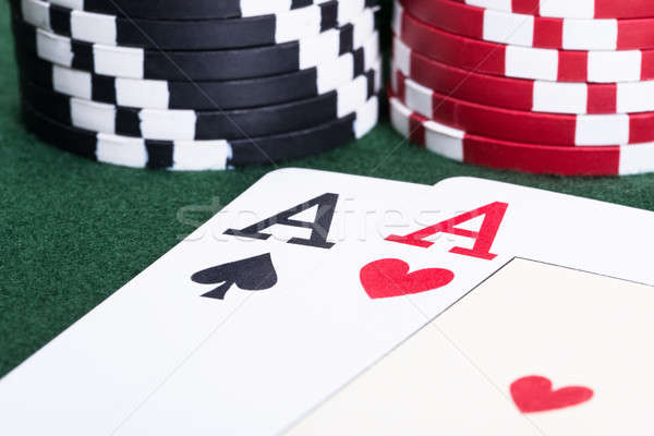 Stockfoto: Ploertendoder · spel · twee · casino · chips · hand