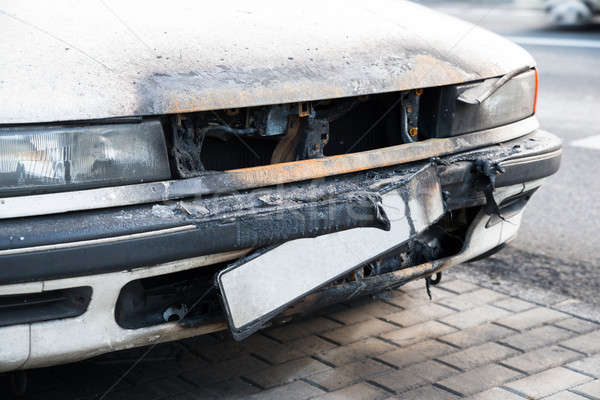 Stock foto: Beschädigt · Auto · Straße · rostigen · Feuer