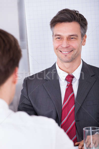 [[stock_photo]]: Portrait · maturité · affaires · parler · client · sourire